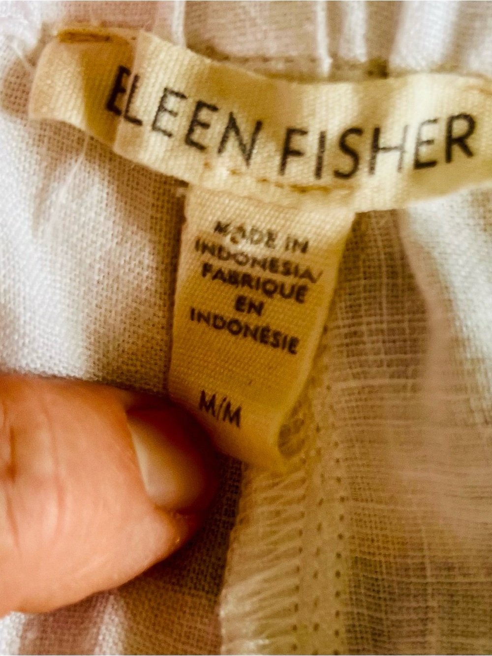 Eileen Fisher White Wide-Leg Linen Blend Pants - Picture 8 of 9